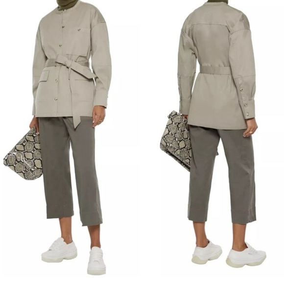 ATM Anthony Thomas Melillo Cotton Twill Belted Shirt Jacket in True Khaki S - Picture 2 of 7